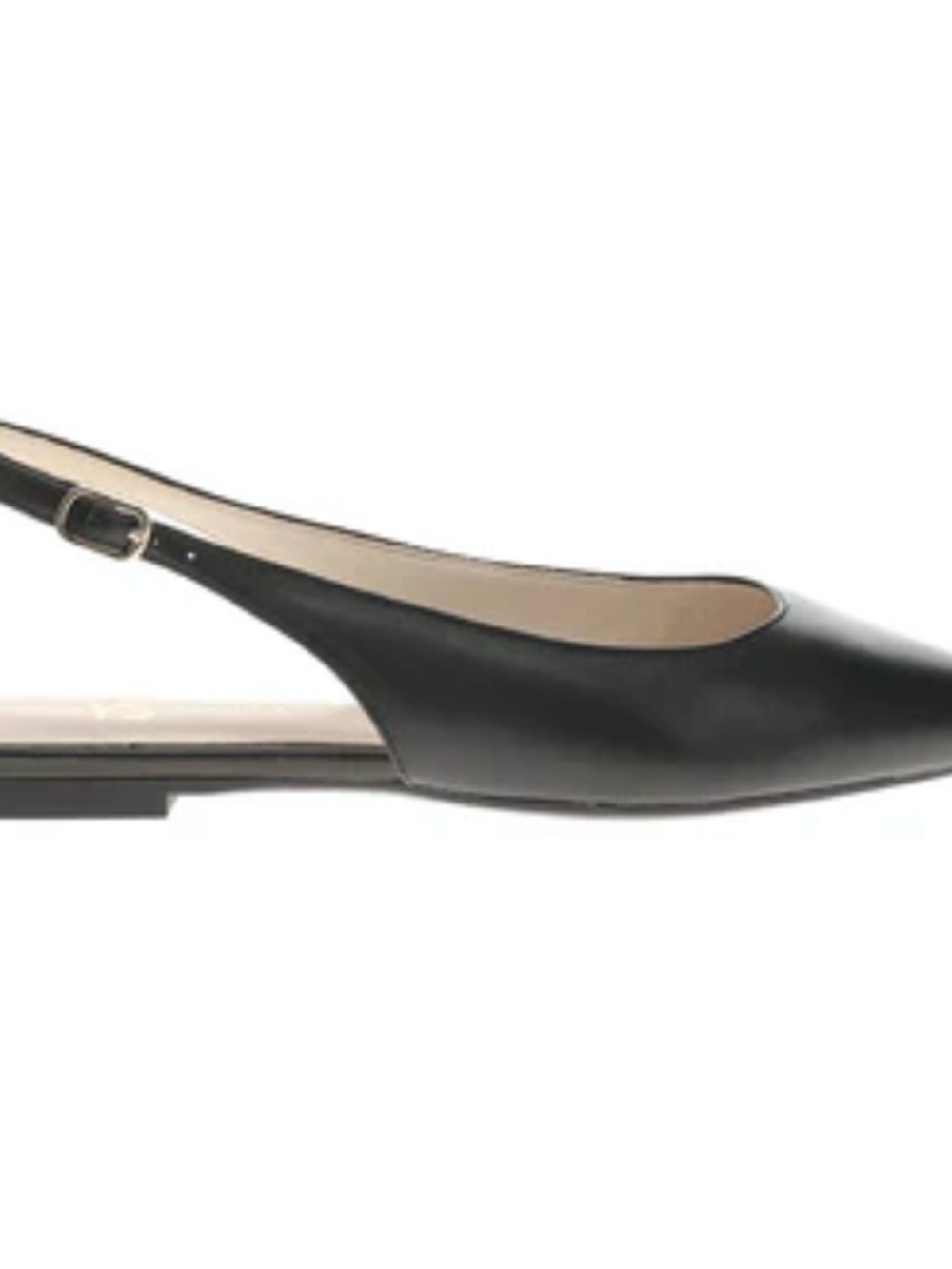 Women's Black Leather Slingback Pointed Flat